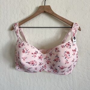 Laura Ashley Hidden Underwire Adjustable Strap Bra 42D Pink Floral Cottagecore